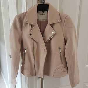 Ba&sh Etty Leather Moto Jacket Nude Size 2 US 8 Medium NEW